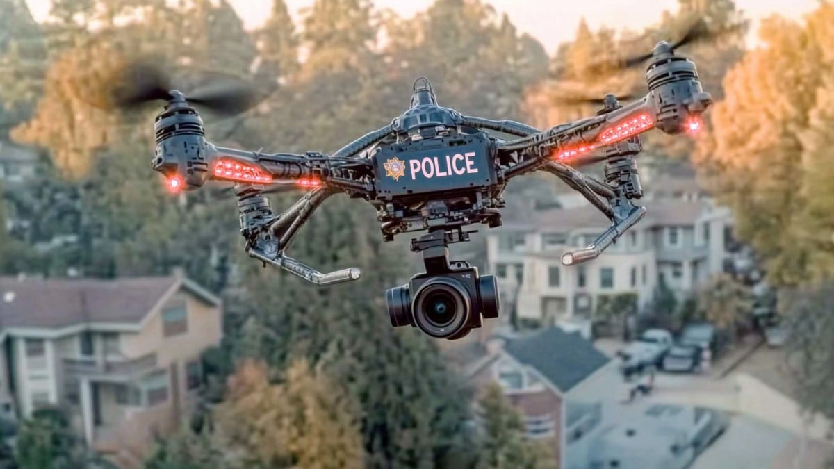 Drone de police en vol