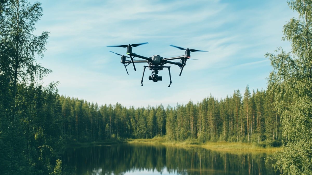 Drone au-dessus de la forêt