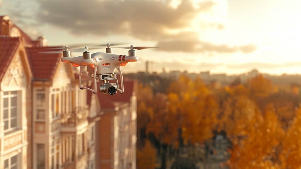 Drone en vol urbain