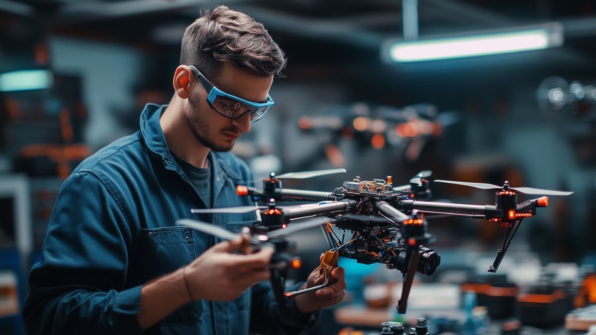 Réparation de drone par ingénieur