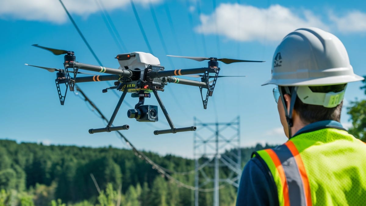 Drone inspectant des lignes