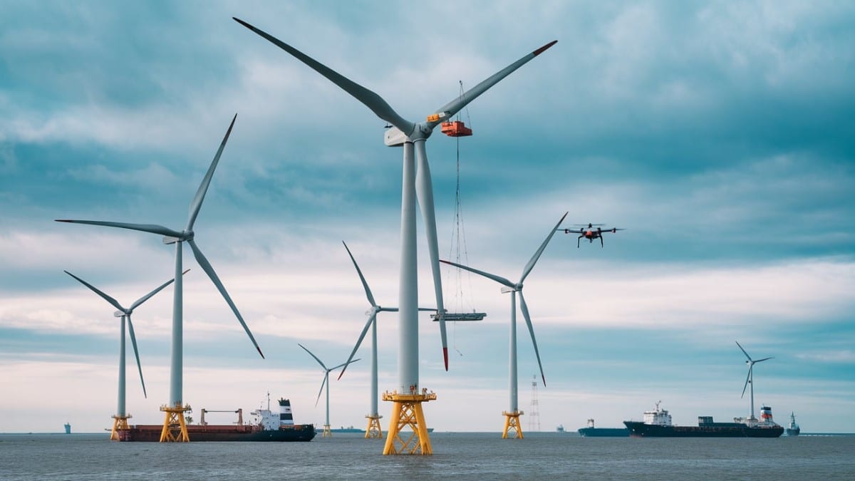 Éoliennes en mer et drones