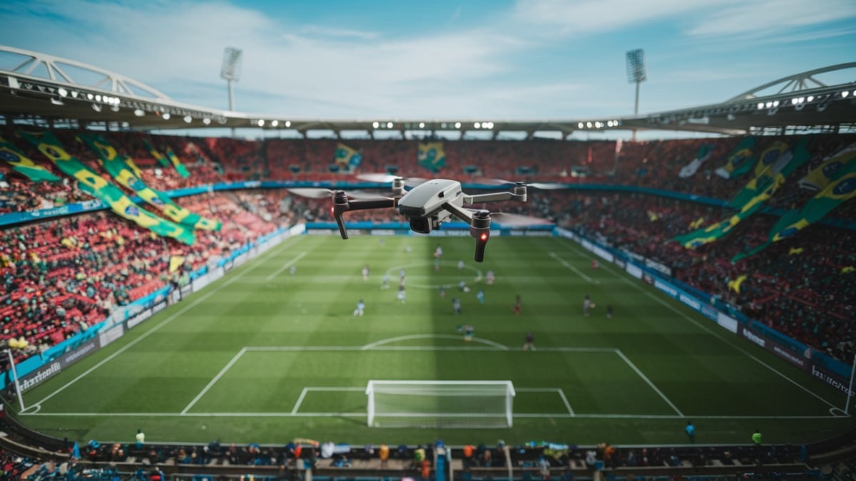 Drone au-dessus d'un stade