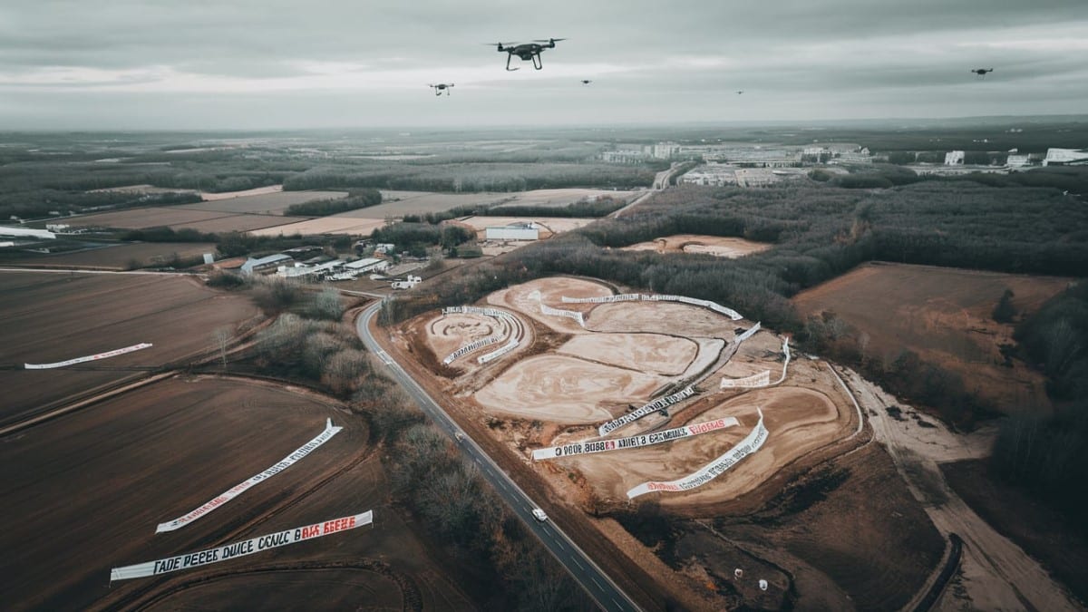 Drones survolant une carrière