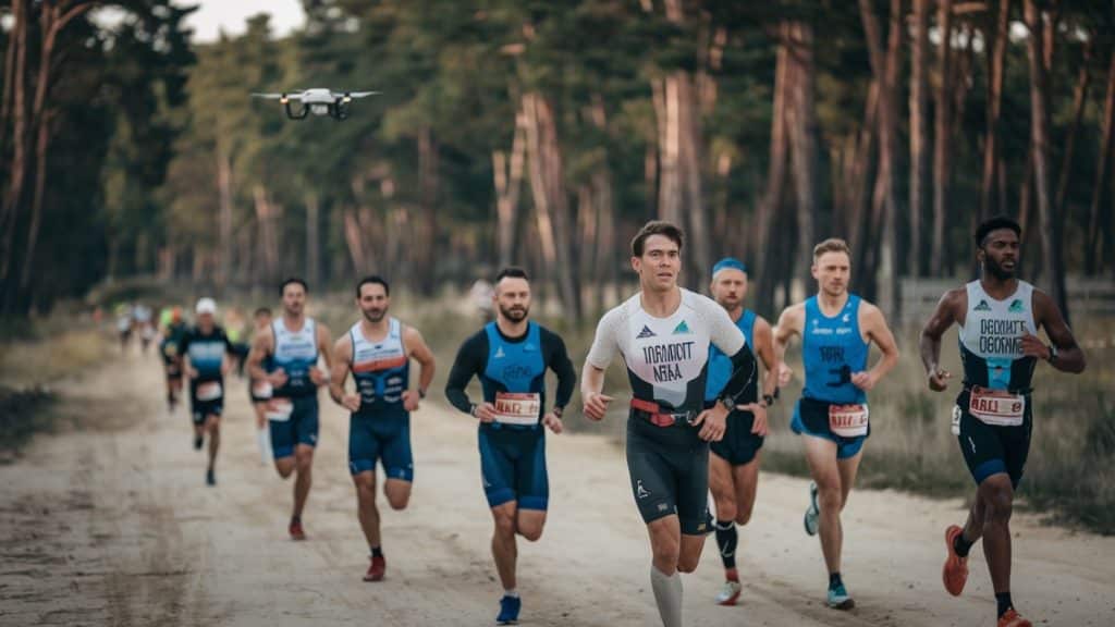 Course en forêt avec drone