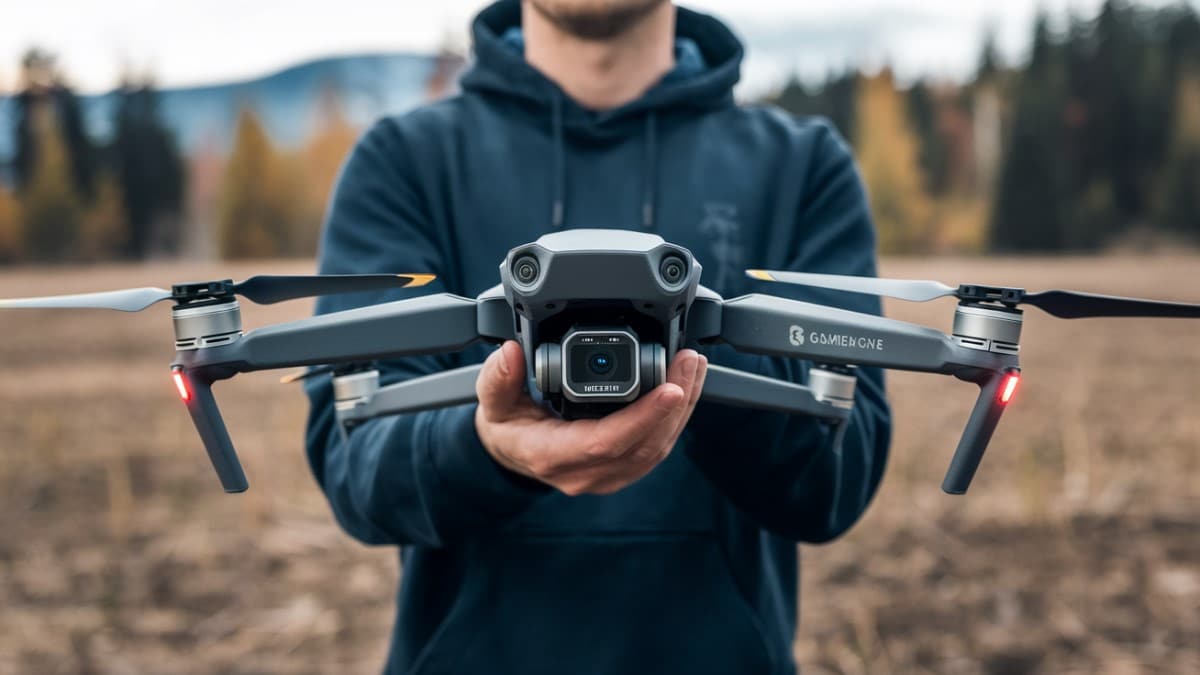 Homme tenant un drone