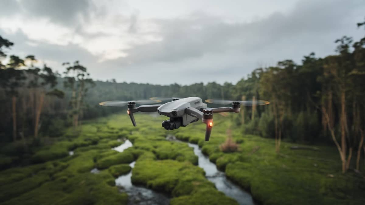 Drone survolant vallée verdoyante