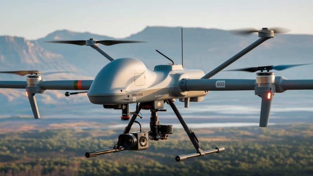 Drone militaire en mission