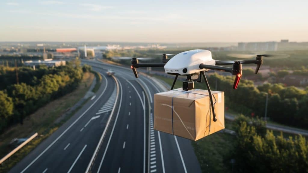 Drone transportant un colis