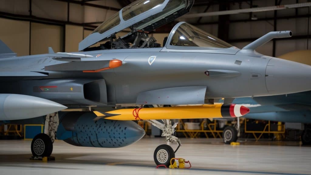 Rafale et missile en hangar