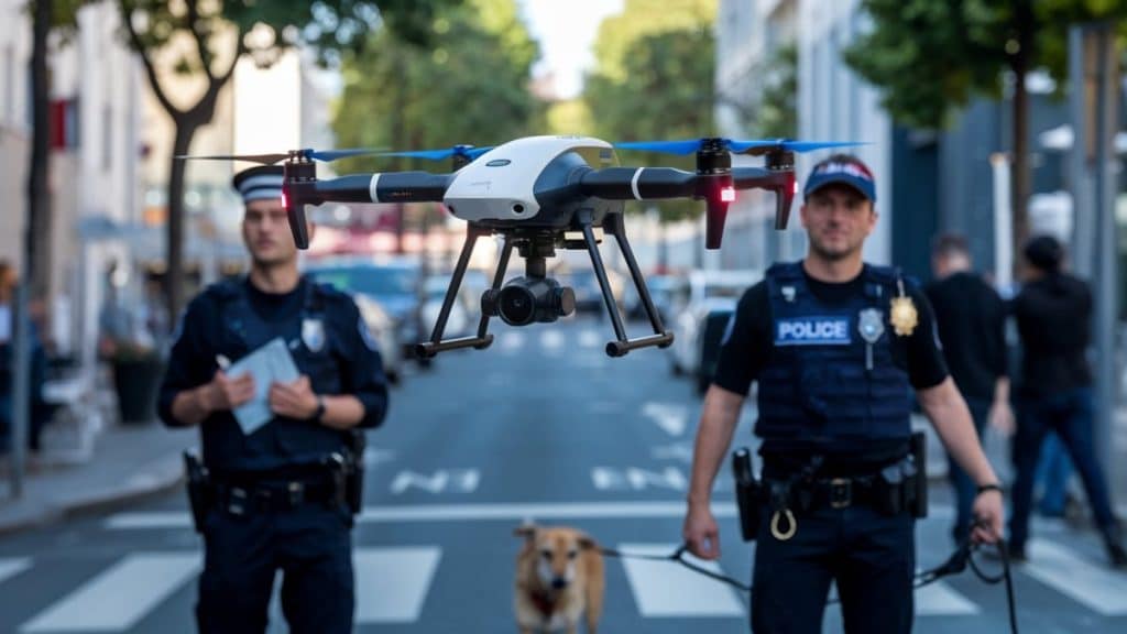 Drone et police en rue