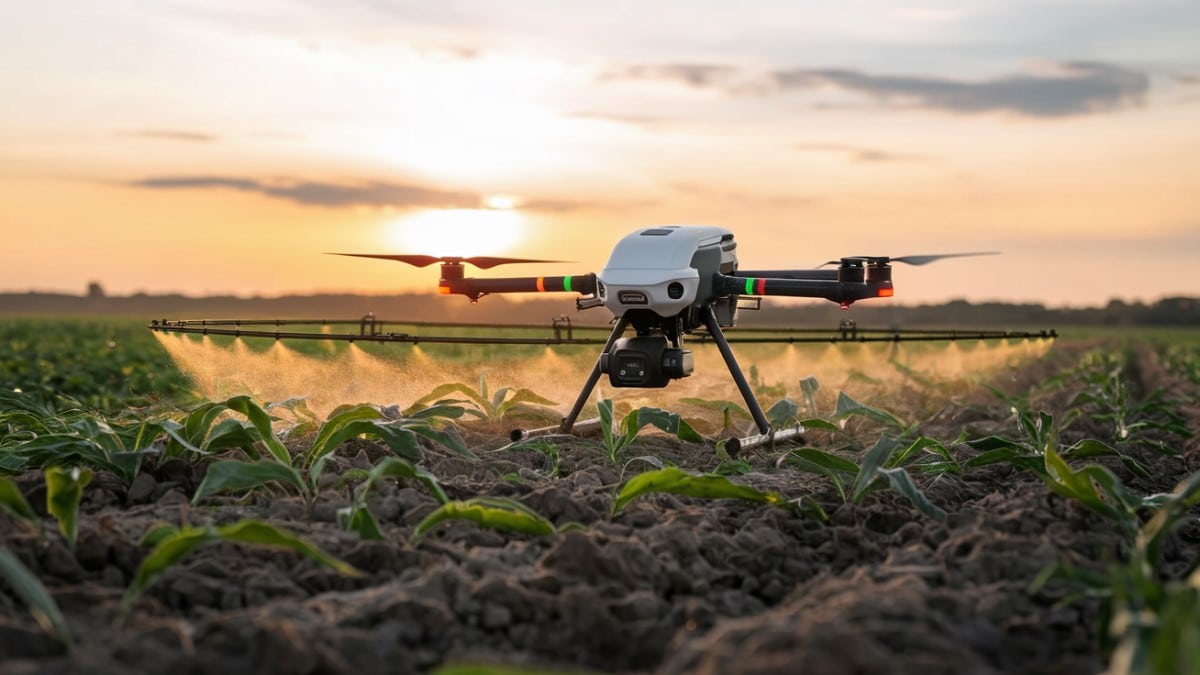 Drone agricole en action