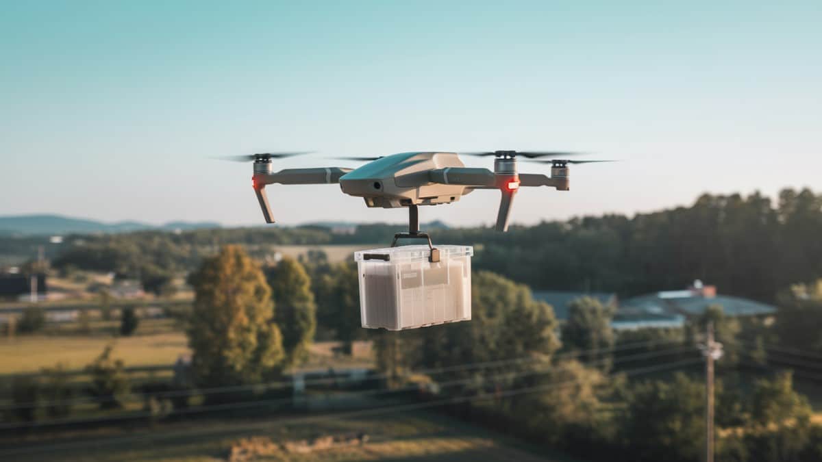 Drone transportant un colis