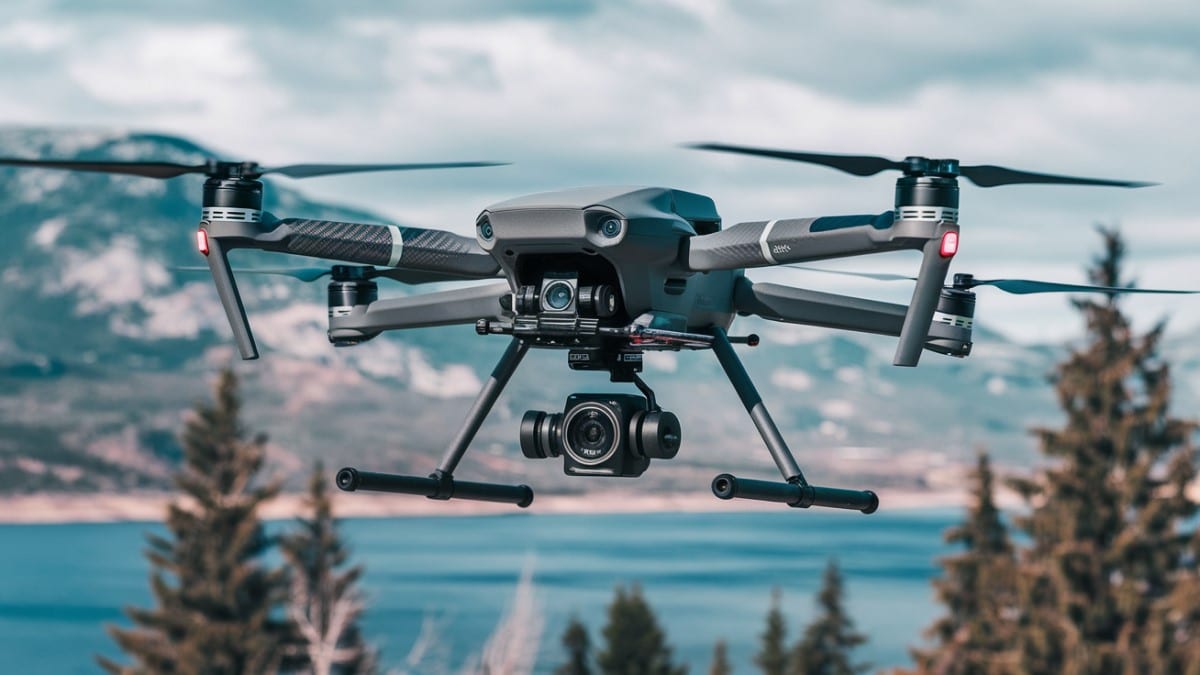 Drone volant en montagne