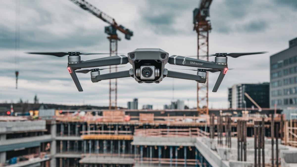 Drone survolant un chantier