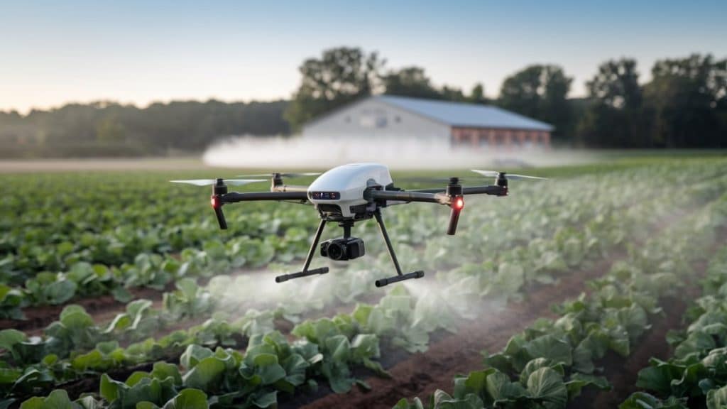 Drone agricole pulvérisation légumes