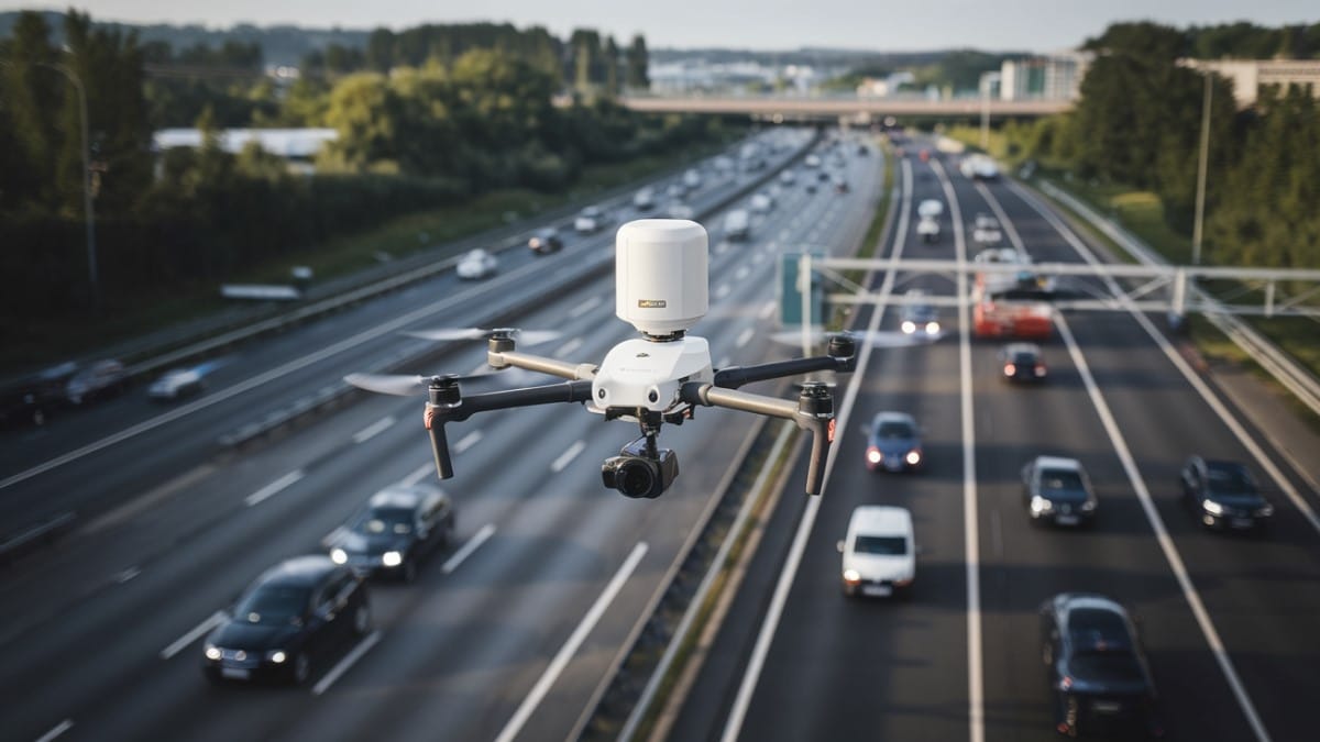 Drone au-dessus d'une autoroute