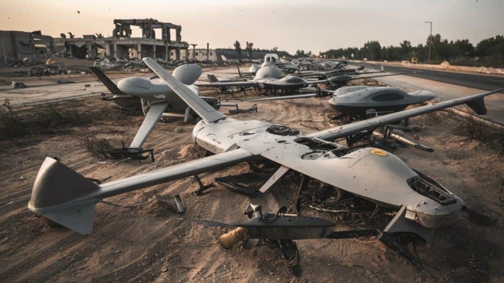 Drones militaires détruits au sol