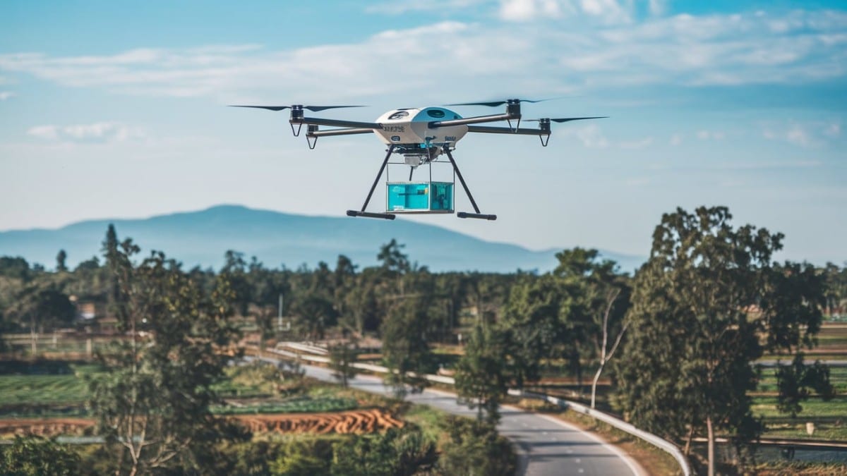 Drone transportant un colis