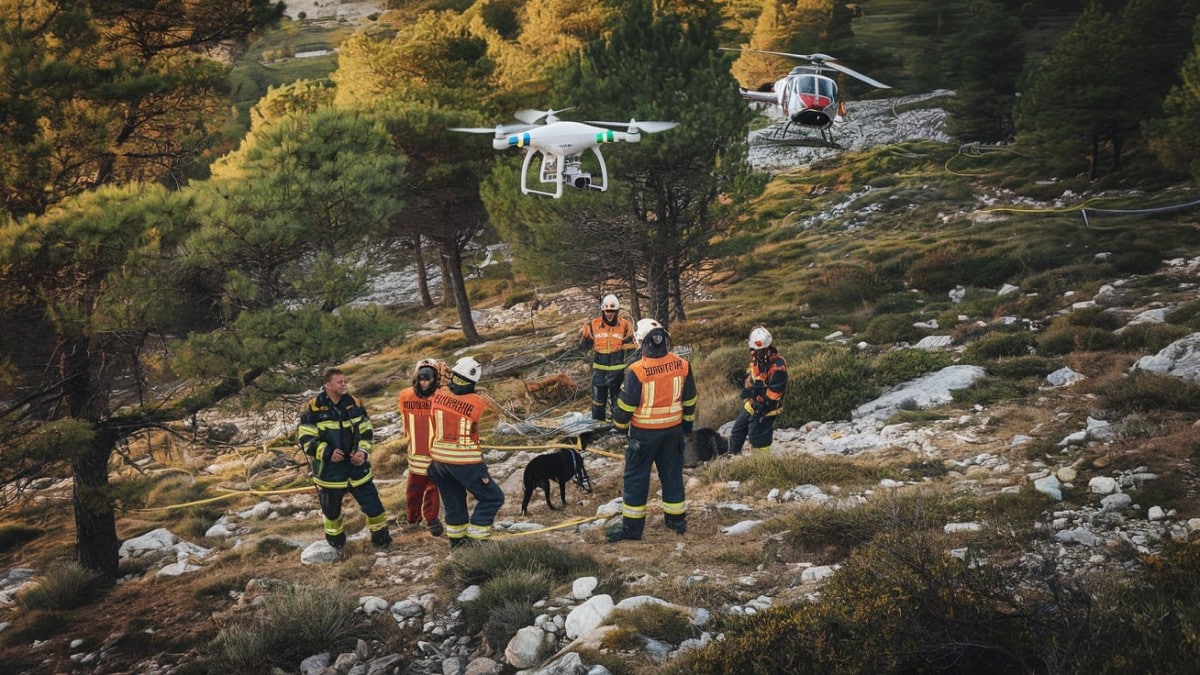 Secouristes avec drone