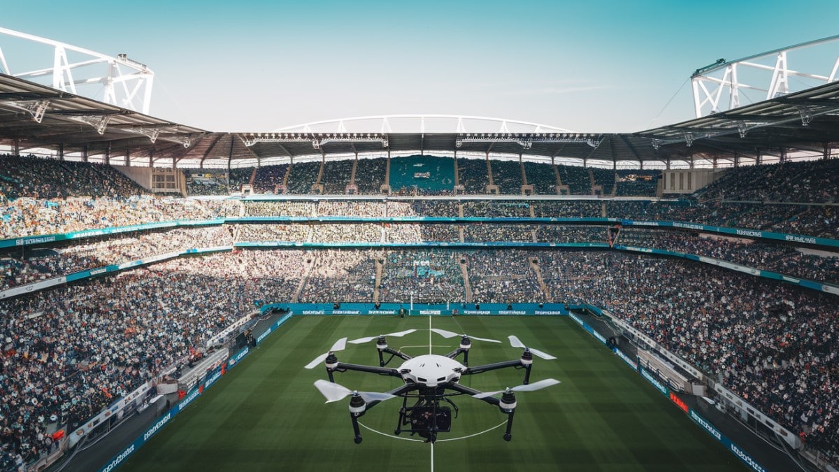 Drone au-dessus d’un stade