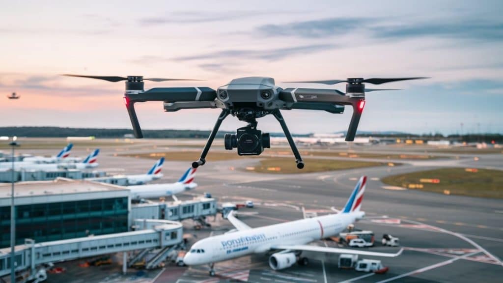 Drone en action à l'aéroport