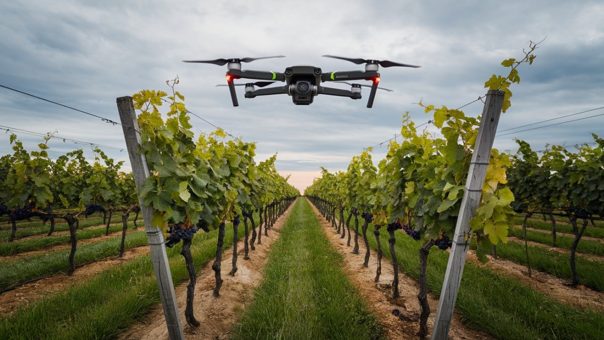 Drone au-dessus des vignes