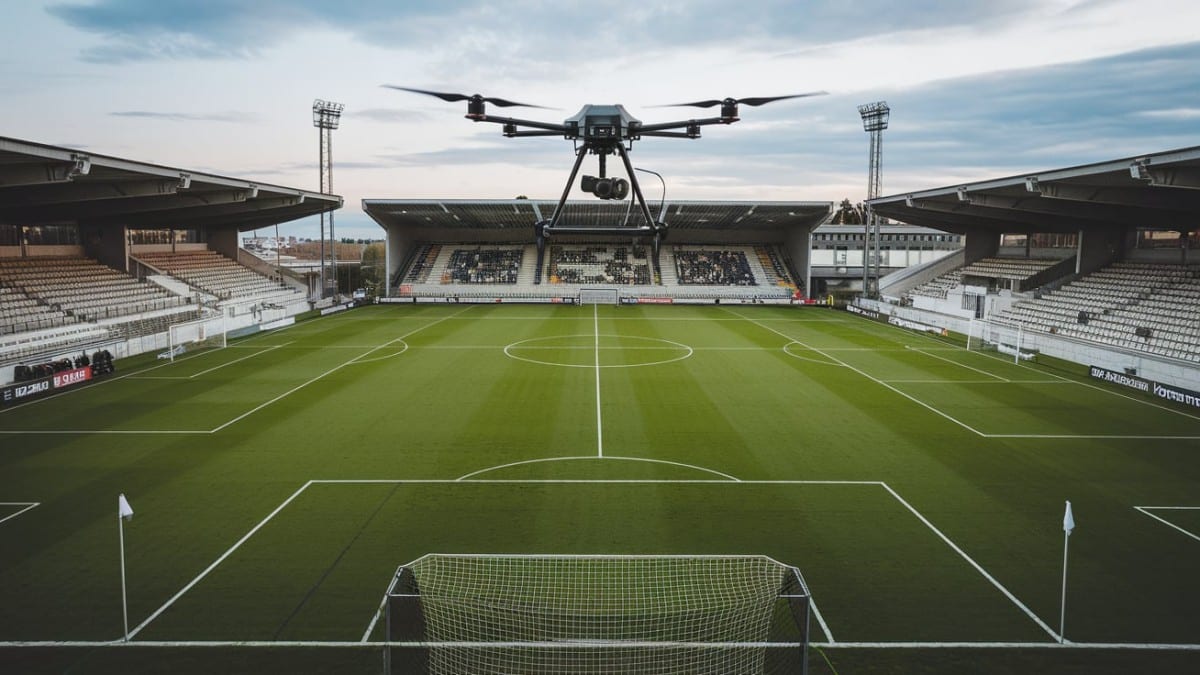 Drone au-dessus d'un stade