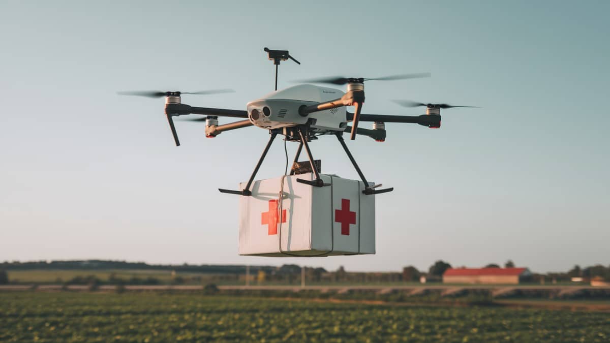 Drone transportant une aide médicale